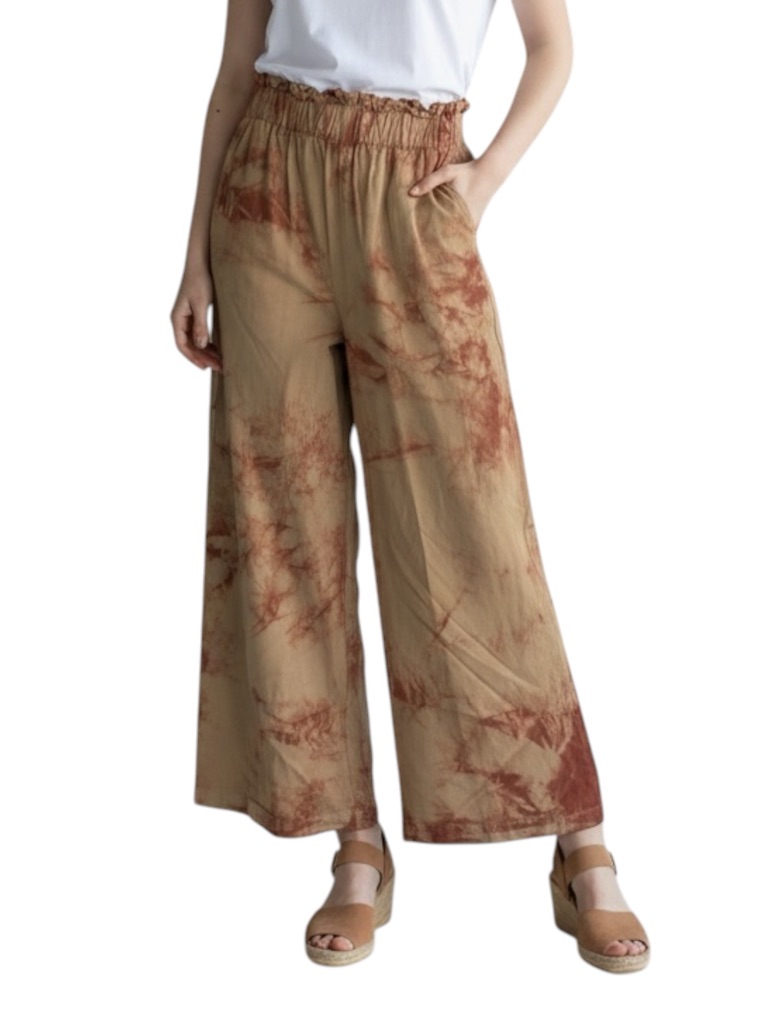 Hayden Los Angeles Tie-Dye Polazzo Pants In Tan/Rust Size Medium -- So Boho!!!!